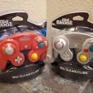 2 Gamecube Controllers - Red & Silver (NEW) - Nintendo - Old Skool